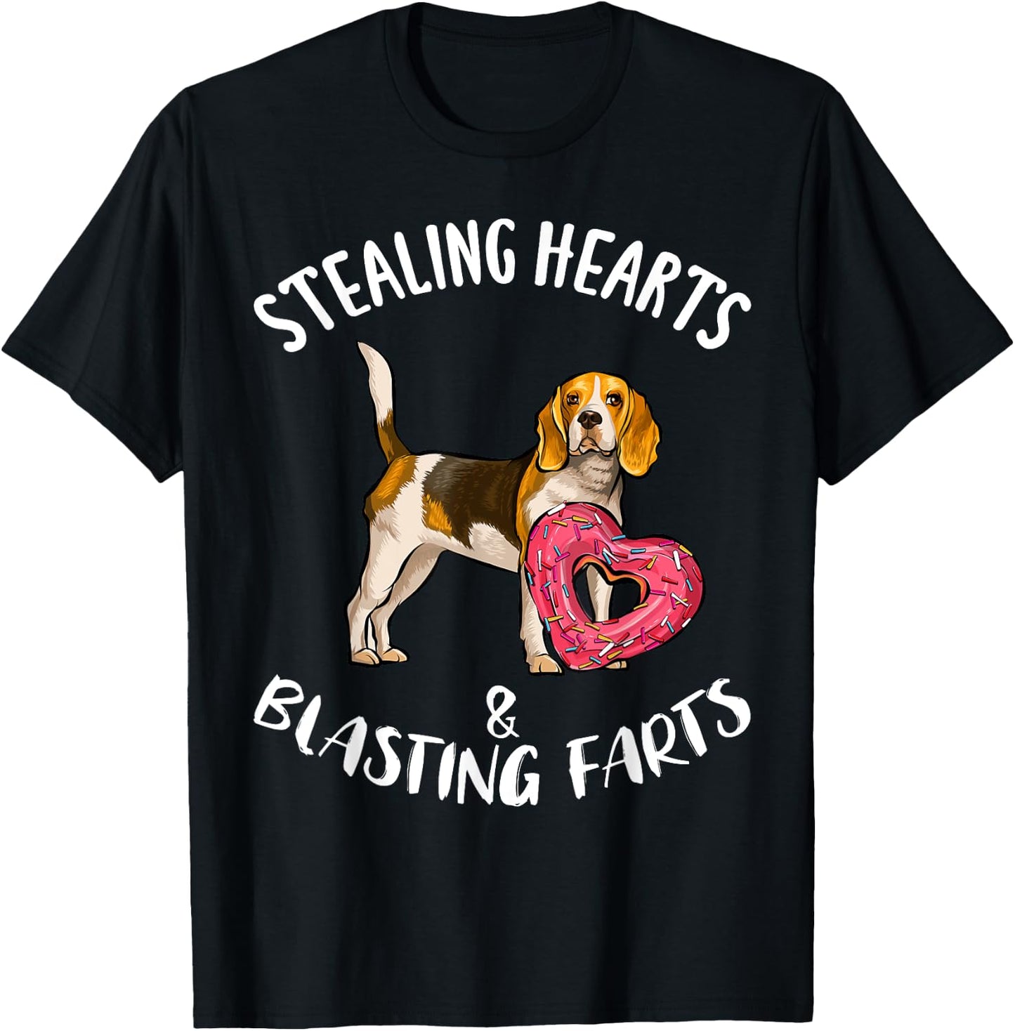 Stealing Hearts Blasting Farts Beagle Valentines Day T-Shirt - T-Shirt | Black