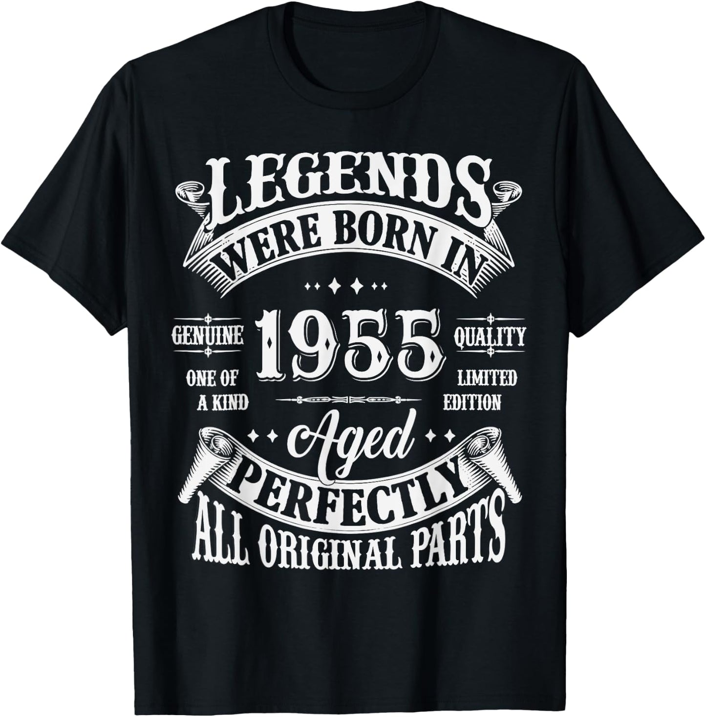 70th Birthday 70 Years Old Vintage Legends Born In 1955 T-Shirt - T-Shirt | Black