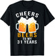 Cheers and Beers to My 31 Years 31st Birthday Celebration T-Shirt - T-Shirt | Black