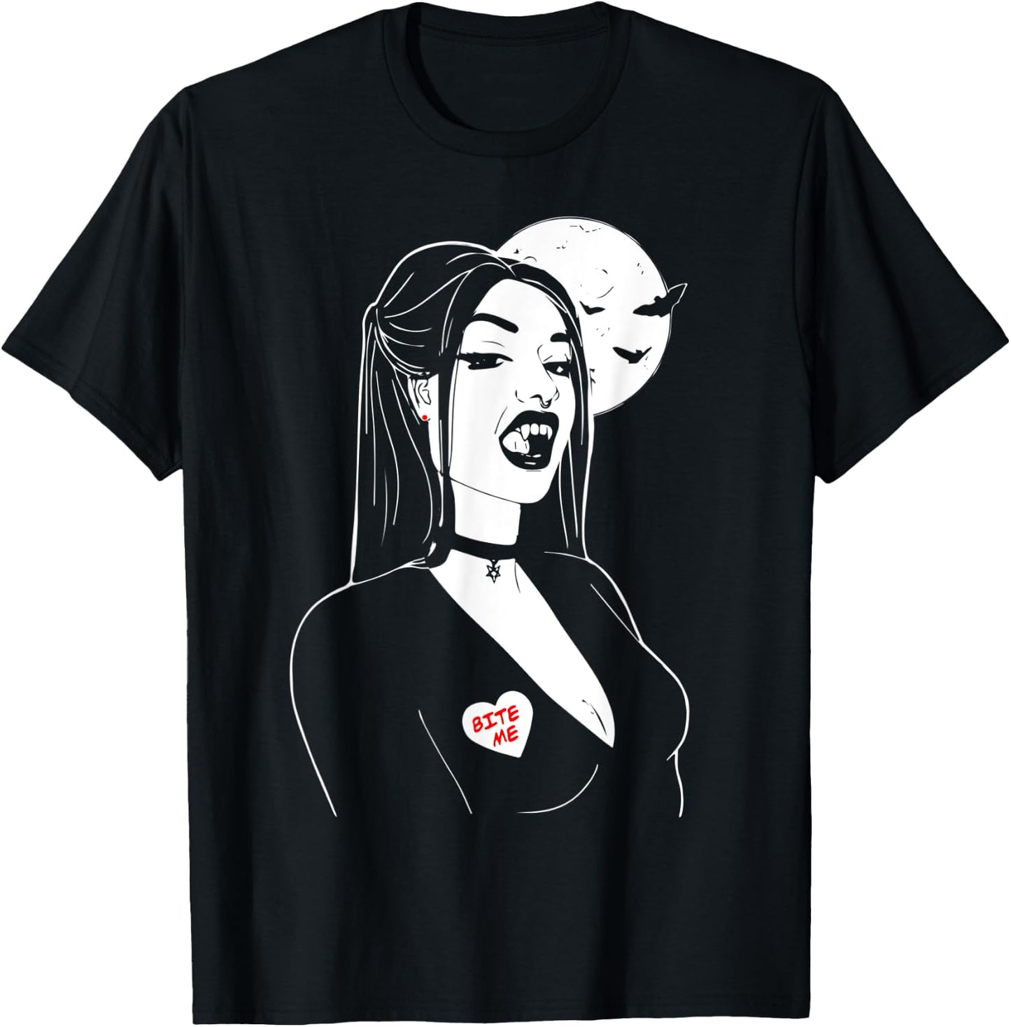 Vampire Girl Bite Me, Art Desing , Beauty Vamp T-Shirt - T-Shirt | Black