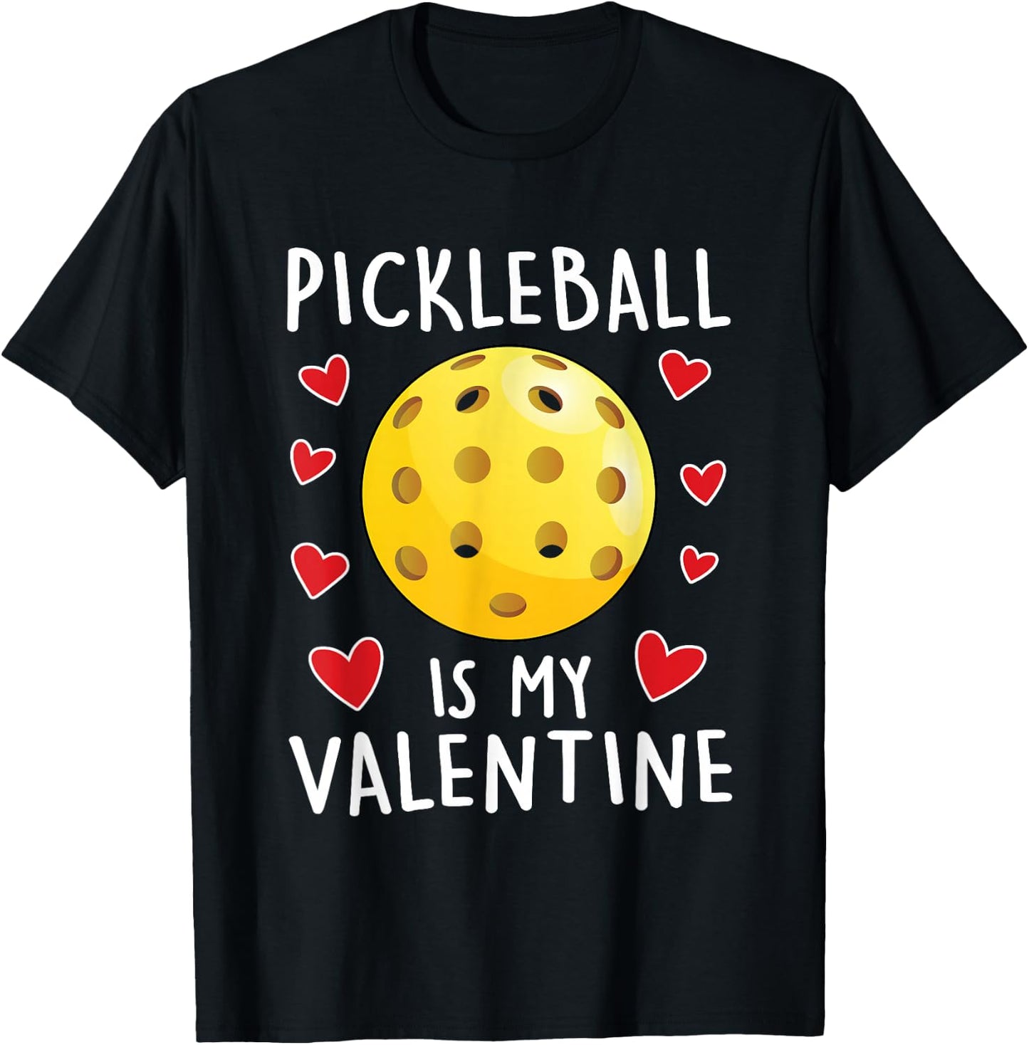 Funny Pickleball is My Valentines Day Boys Sports Love T-Shirt - T-Shirt | Black