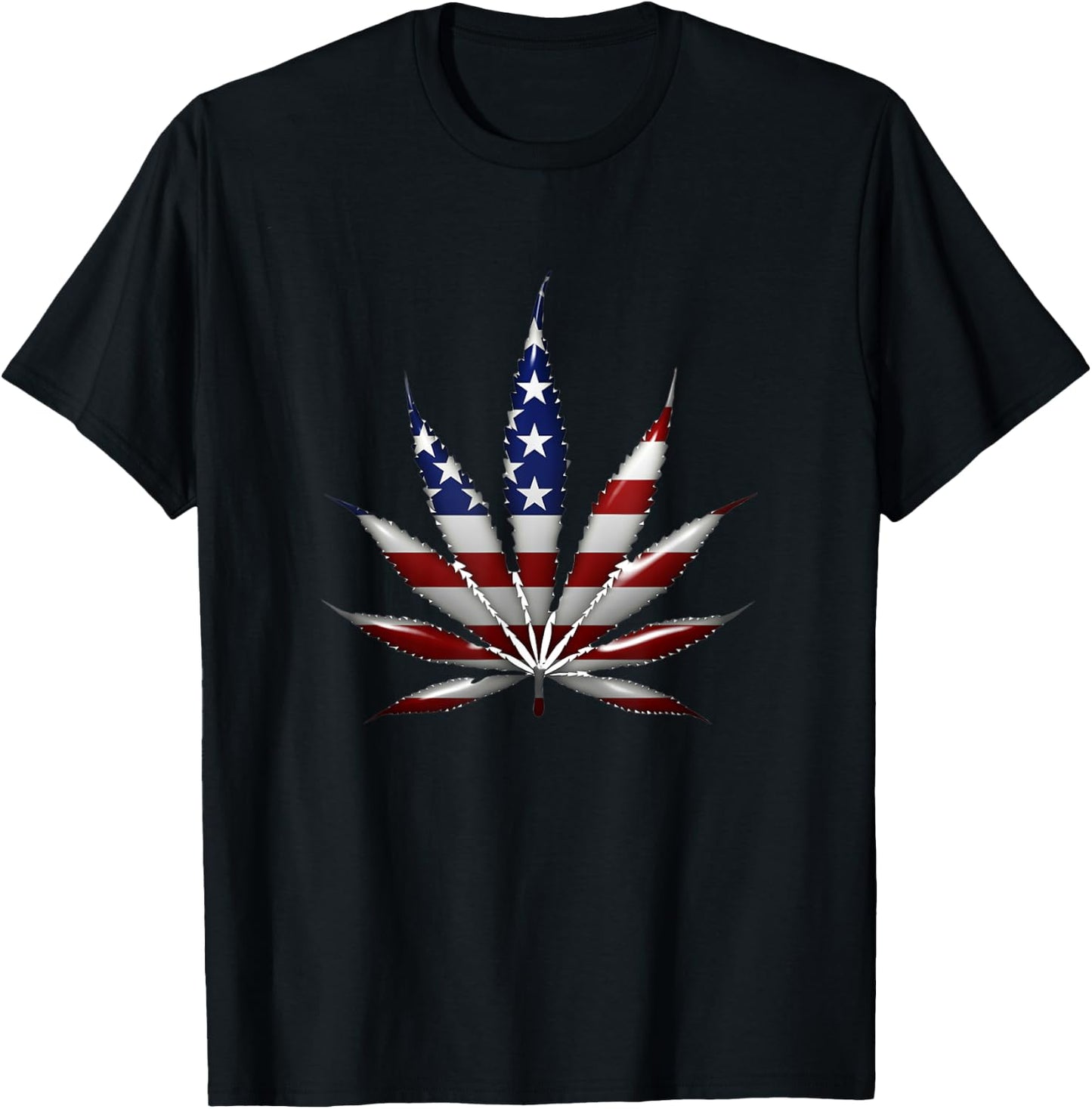 Marijuana Pot Leaf America USA American Flag Men T-Shirt - T-Shirt | Black