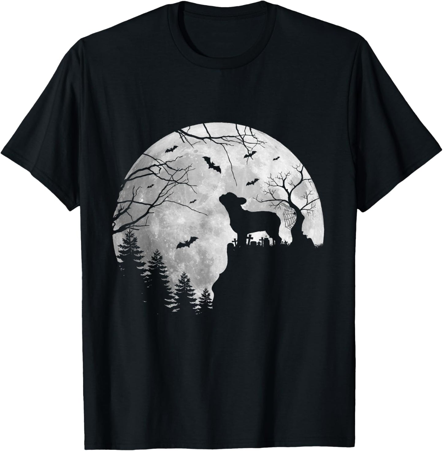 Frenchie Dog Moon Howl In Forest Halloween Dog Frenchie Women Kids T-Shirt - T-Shirt | Black