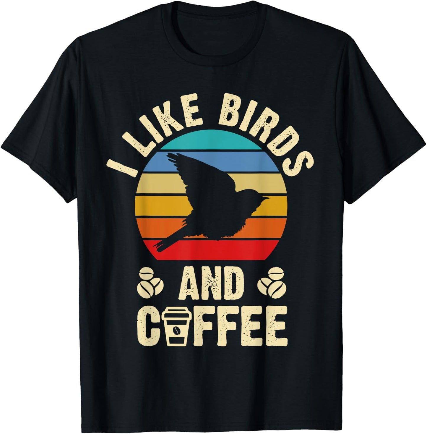 I like Birds & Coffee Funny vintage I Heart Birds Lover T-Shirt - T-Shirt | Black