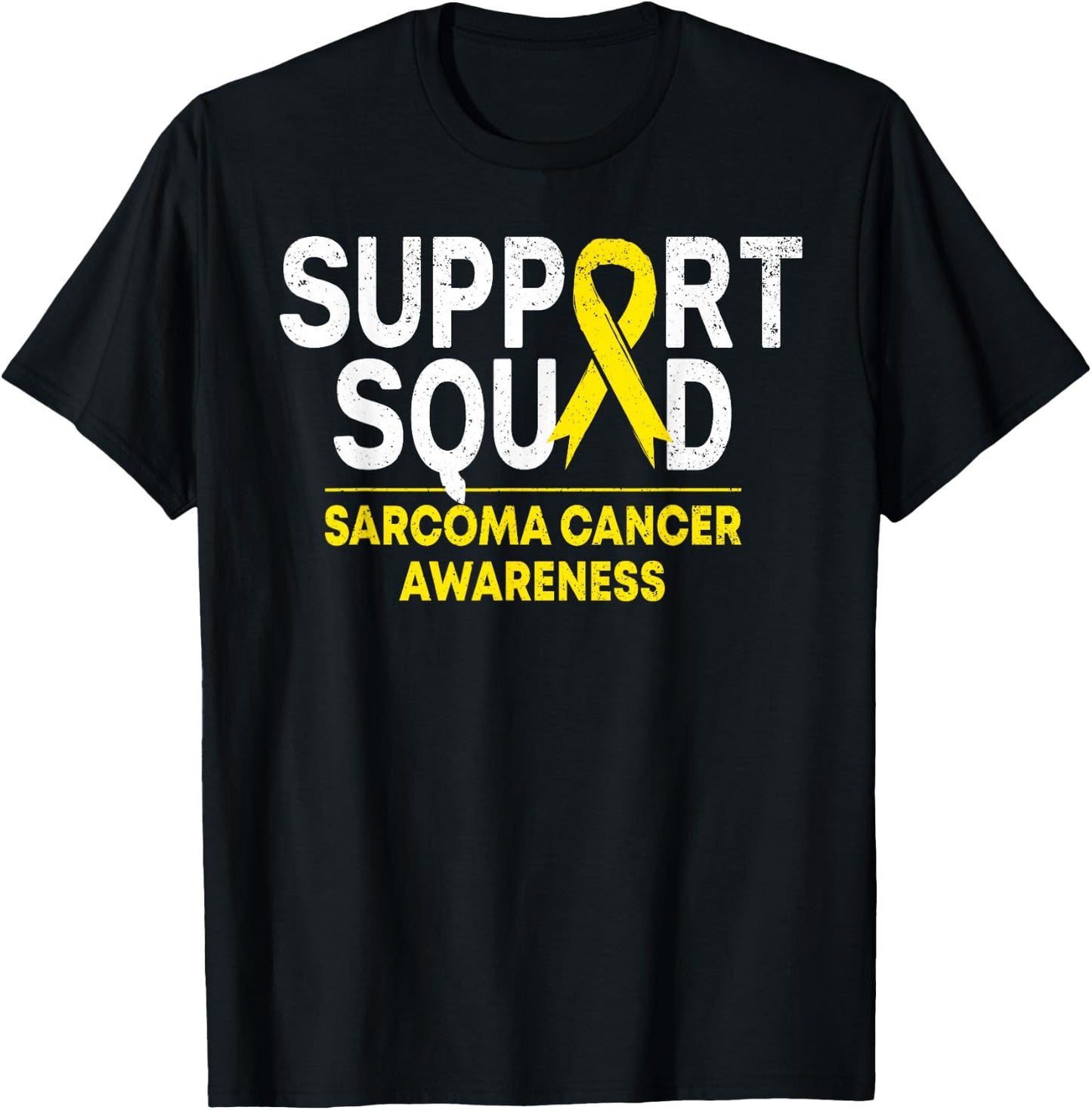 Support Squad Sarcoma Cancer Awareness Yellow Ribbon Team T-Shirt - T-Shirt | Black