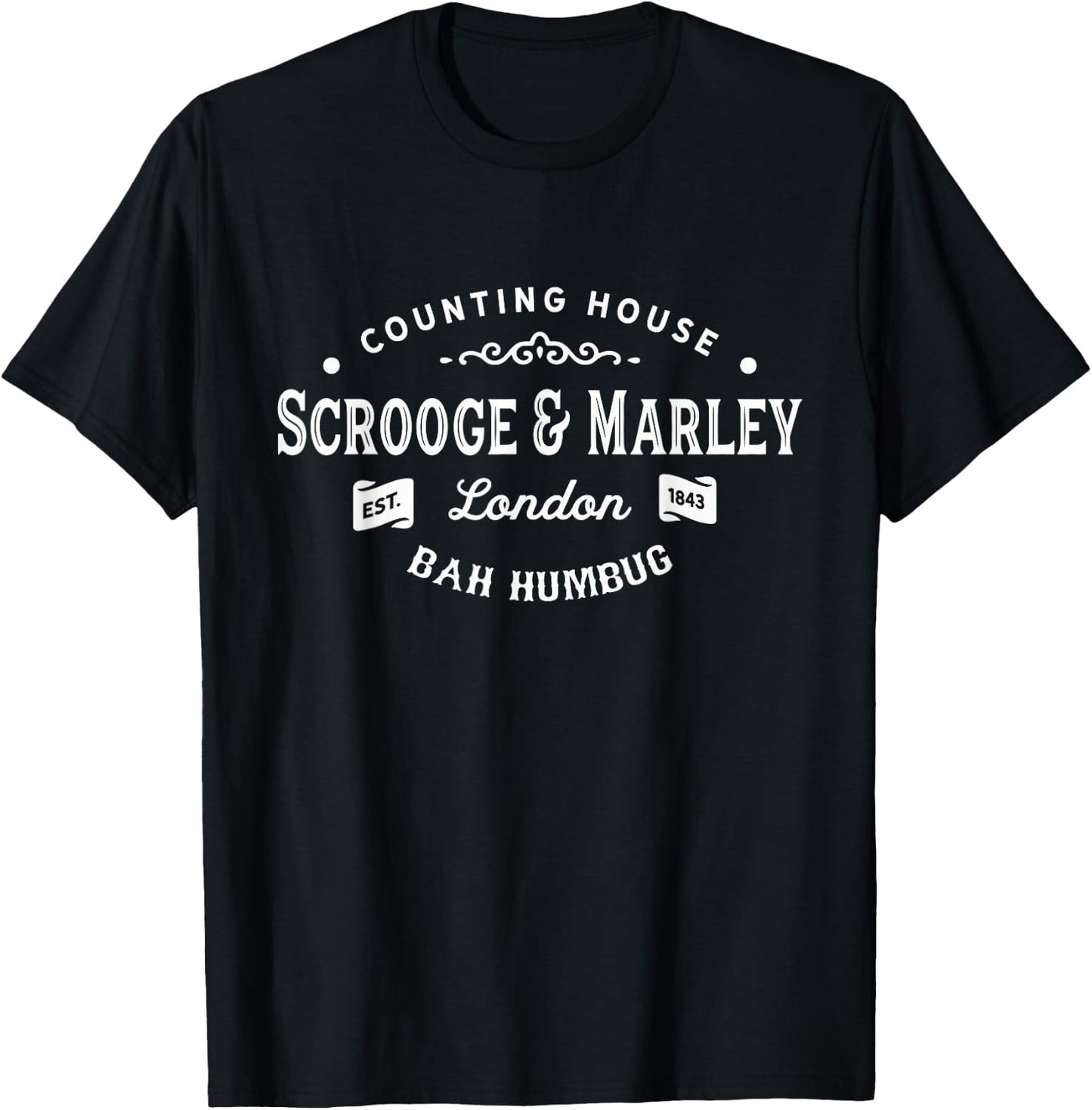 Scrooge and Marley Counting House Christmas Carol Bah Humbug T-Shirt - T-Shirt | Black