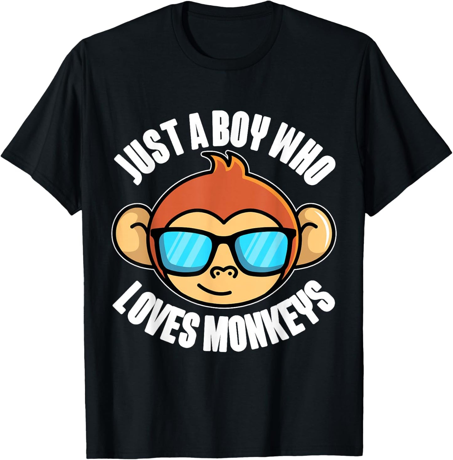 Just A Boy Who Loves Monkeys With Sunglasses For Kids T-Shirt - T-Shirt | Black