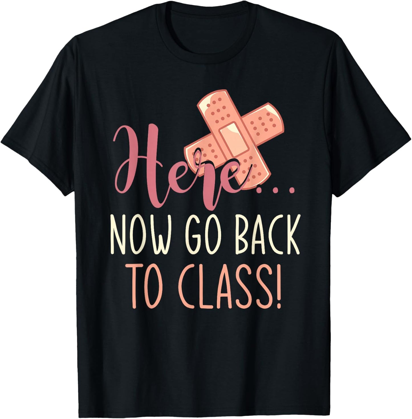 School Nurse Plaster Funny Nurse T-Shirt - T-Shirt | Black