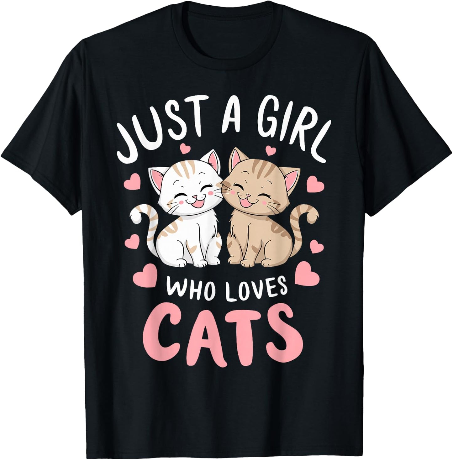 Cat Lover Just A Girl Who Loves Cats T-Shirt - T-Shirt | Black