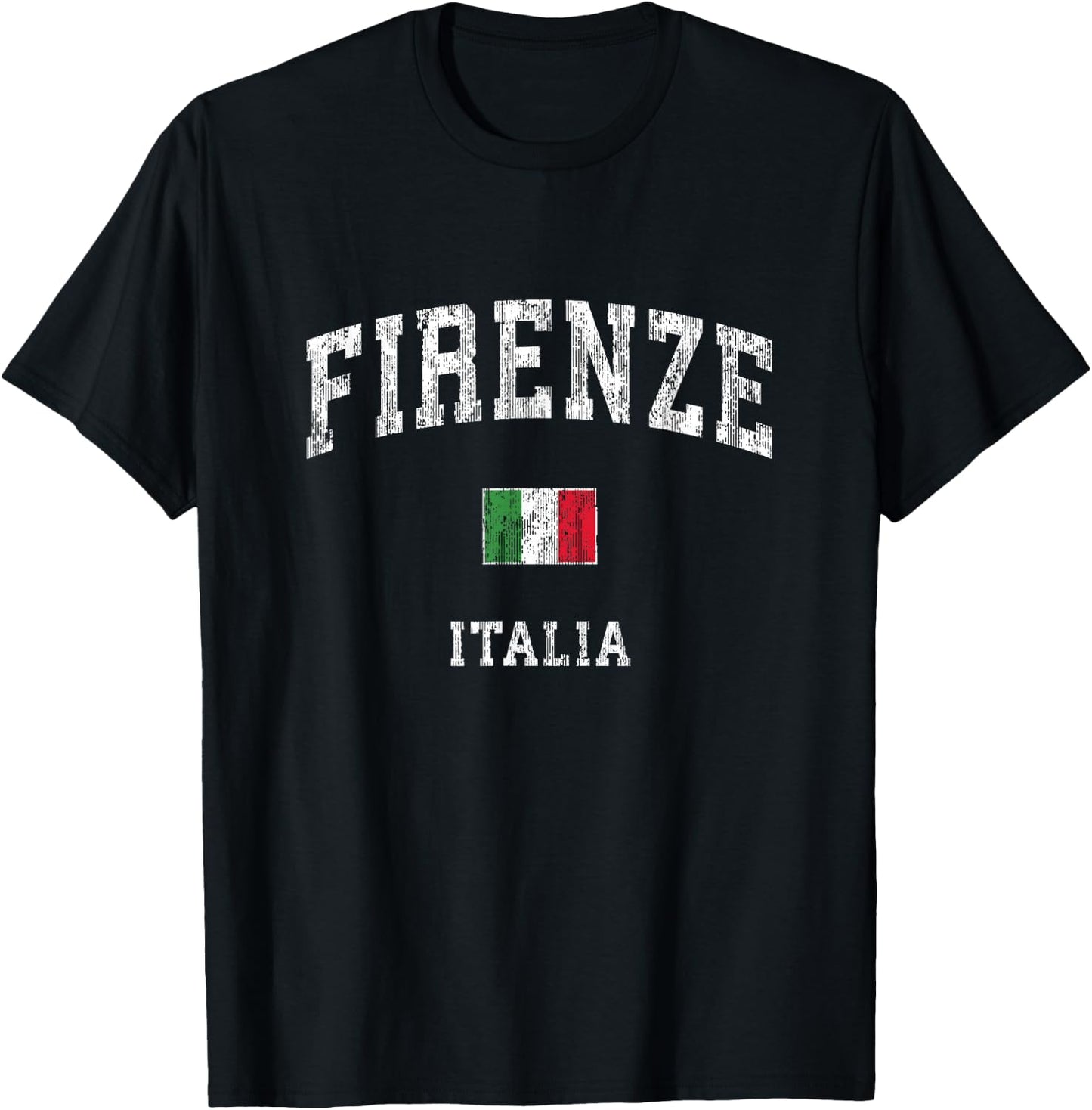 Firenze Italia Italy Vintage Athletic Sports Design T-Shirt - T-Shirt | Black