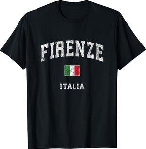 Firenze Italia Italy Vintage Athletic Sports Design T-Shirt - T-Shirt | Black