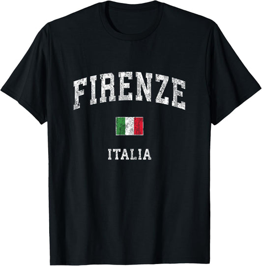 Firenze Italia Italy Vintage Athletic Sports Design T-Shirt - T-Shirt | Black