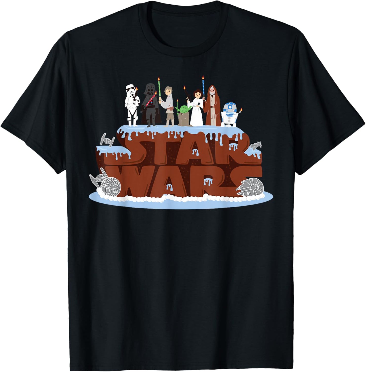 Star Wars Character Birthday Cake T-Shirt - T-Shirt | Black