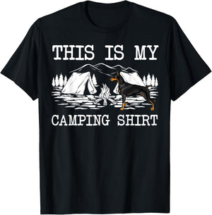 Campfire Doberman Pinscher Dog This Is My Camping T-Shirt - T-Shirt | Black