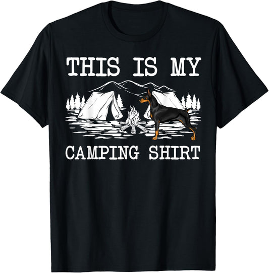 Campfire Doberman Pinscher Dog This Is My Camping T-Shirt - T-Shirt | Black