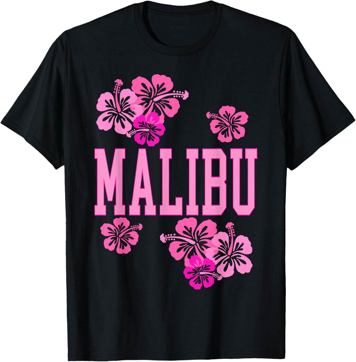 Preppy Varsity Pink Malibu California Teen Girls T-Shirt - T-Shirt | Black