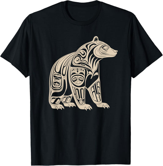 Bear Native Formline Art Salish Haida Tlingit Pacific Animal T-Shirt - T-Shirt | Black