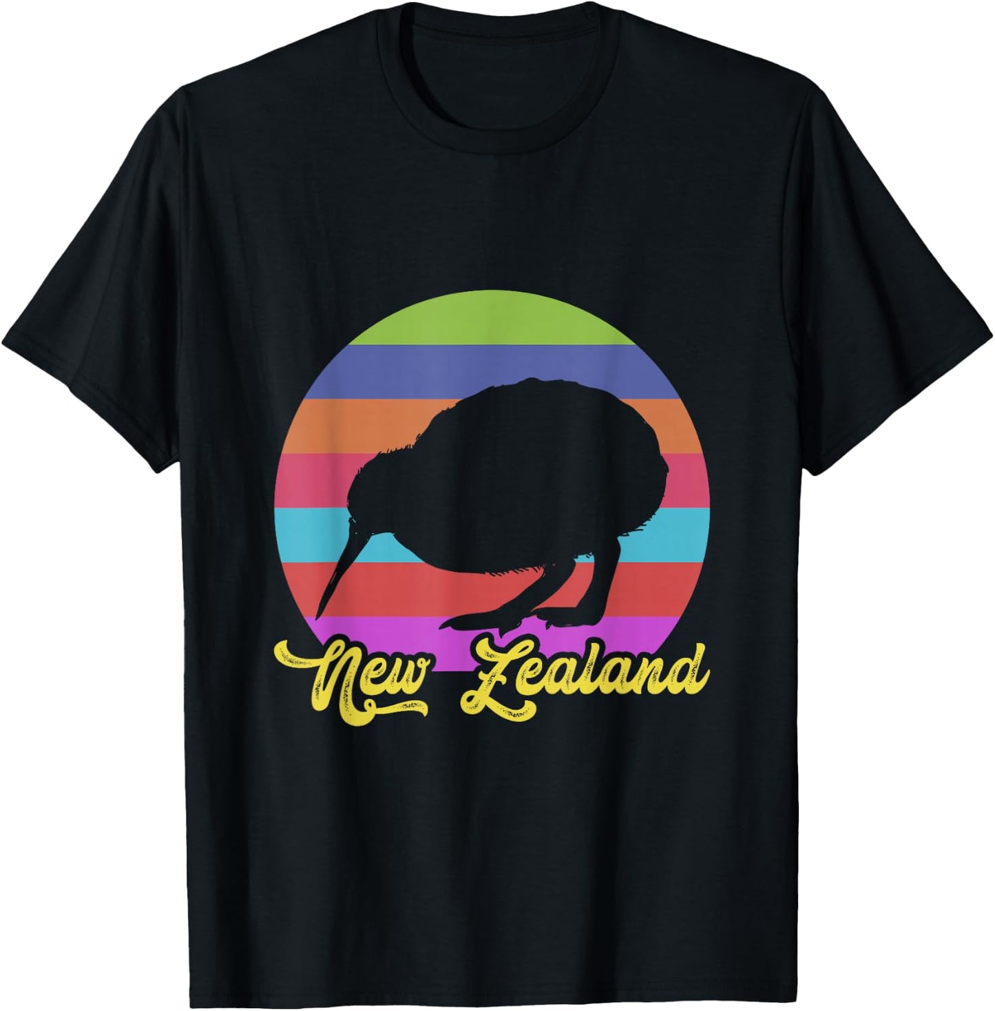 Cute Bird Lover colorful NZ Kiwi New Zealand T-Shirt - T-Shirt | Black