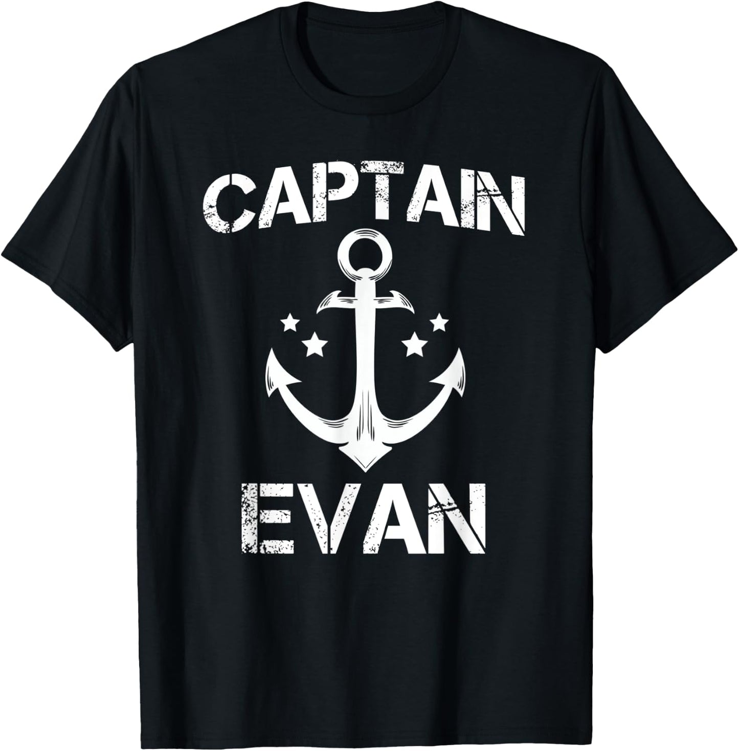 CAPTAIN EVAN Funny Birthday Personalized Name Boat Gift T-Shirt - T-Shirt | Black