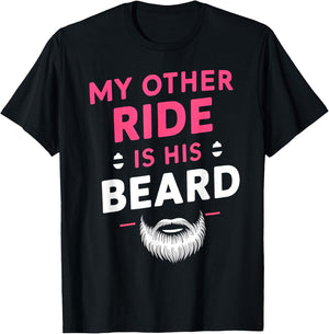 My Other Ride Is His Beard, Funny Retro Beard T-Shirt - T-Shirt | Black
