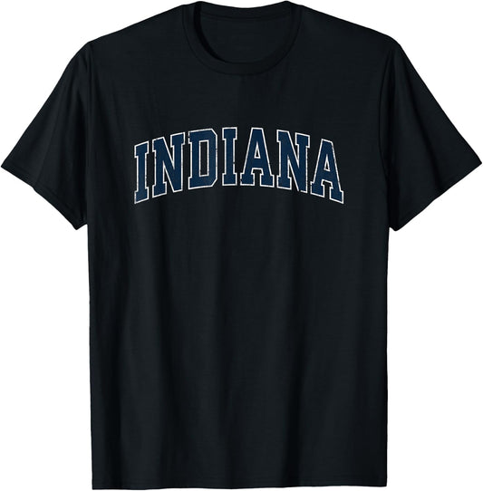 Indiana IN Vintage Sports Design Navy Design T-Shirt - T-Shirt | Black