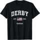 Derby Kansas KS Vintage American Flag Sports Design T-Shirt - T-Shirt | Black