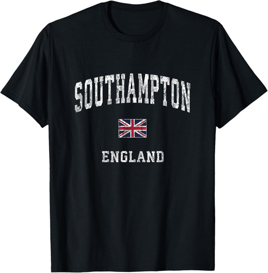 Southampton England Vintage Athletic Sports Design T-Shirt - T-Shirt | Black