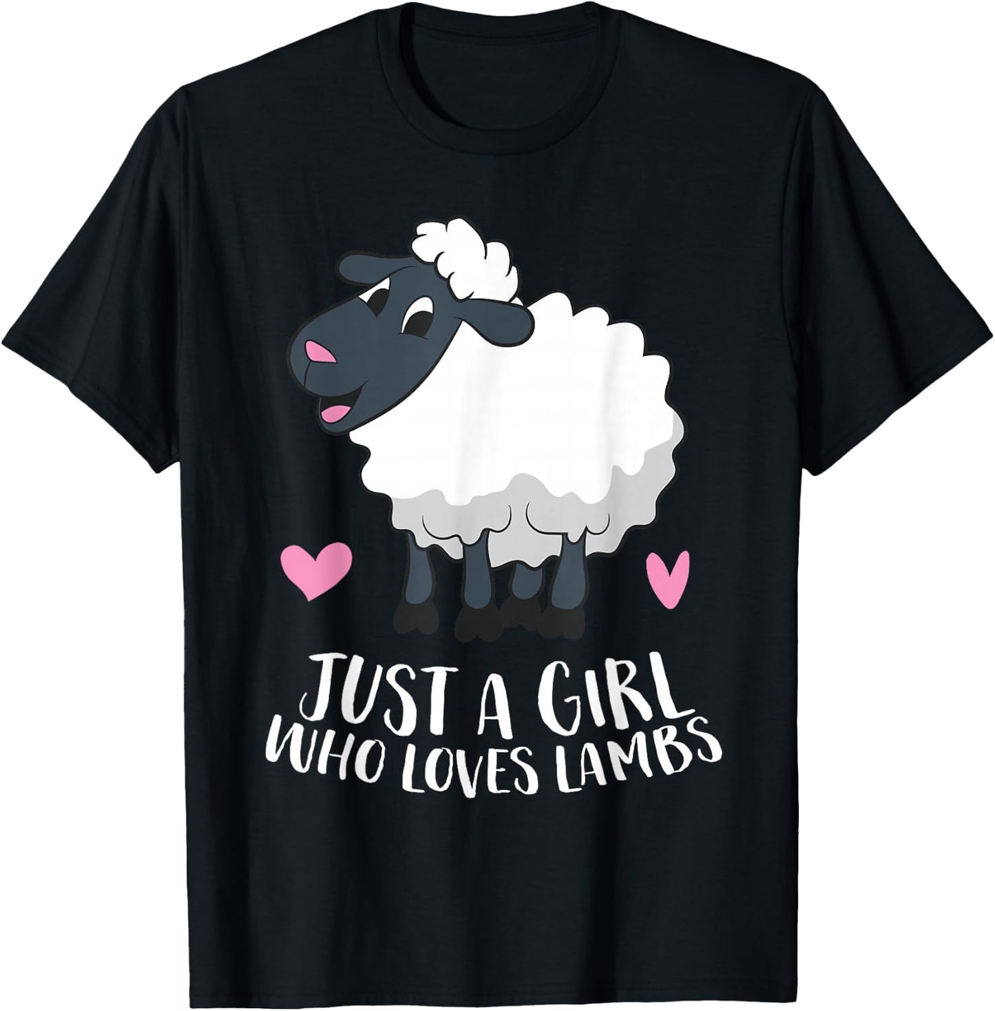 Just a Girl Who Loves Lambs Cute Sheep Girl T-Shirt - T-Shirt | Black