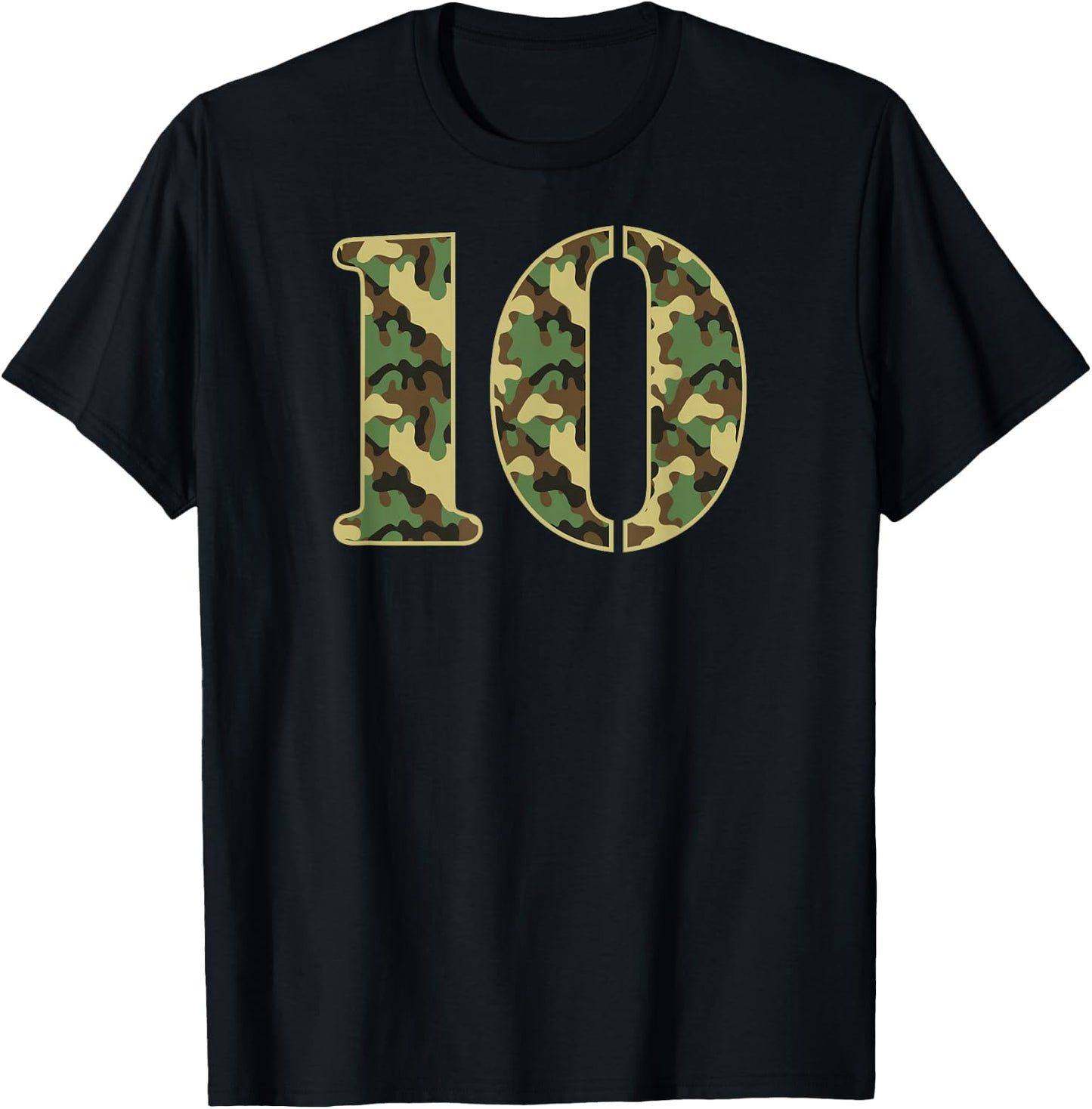 10th Birthday Gift Soldier 10 Year Old Military Themed Camo T-Shirt - T-Shirt | Black