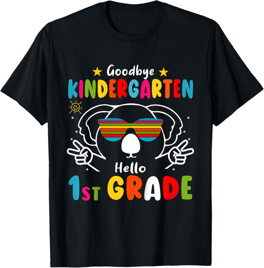 Kids Goodbye Kindergarten Graduate Hello 1st Grade Koala Boy Girl T-Shirt - T-Shirt | Black