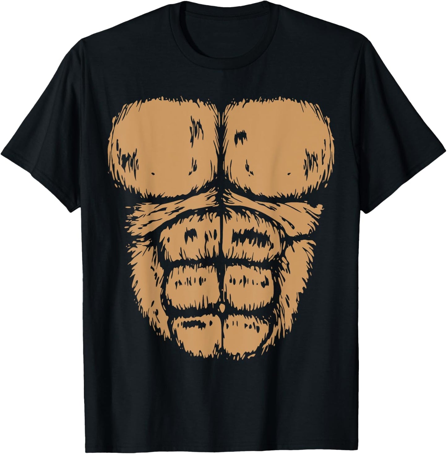 Gorilla Monkey Belly Chest Costume DIY Halloween T-Shirt - T-Shirt | Black