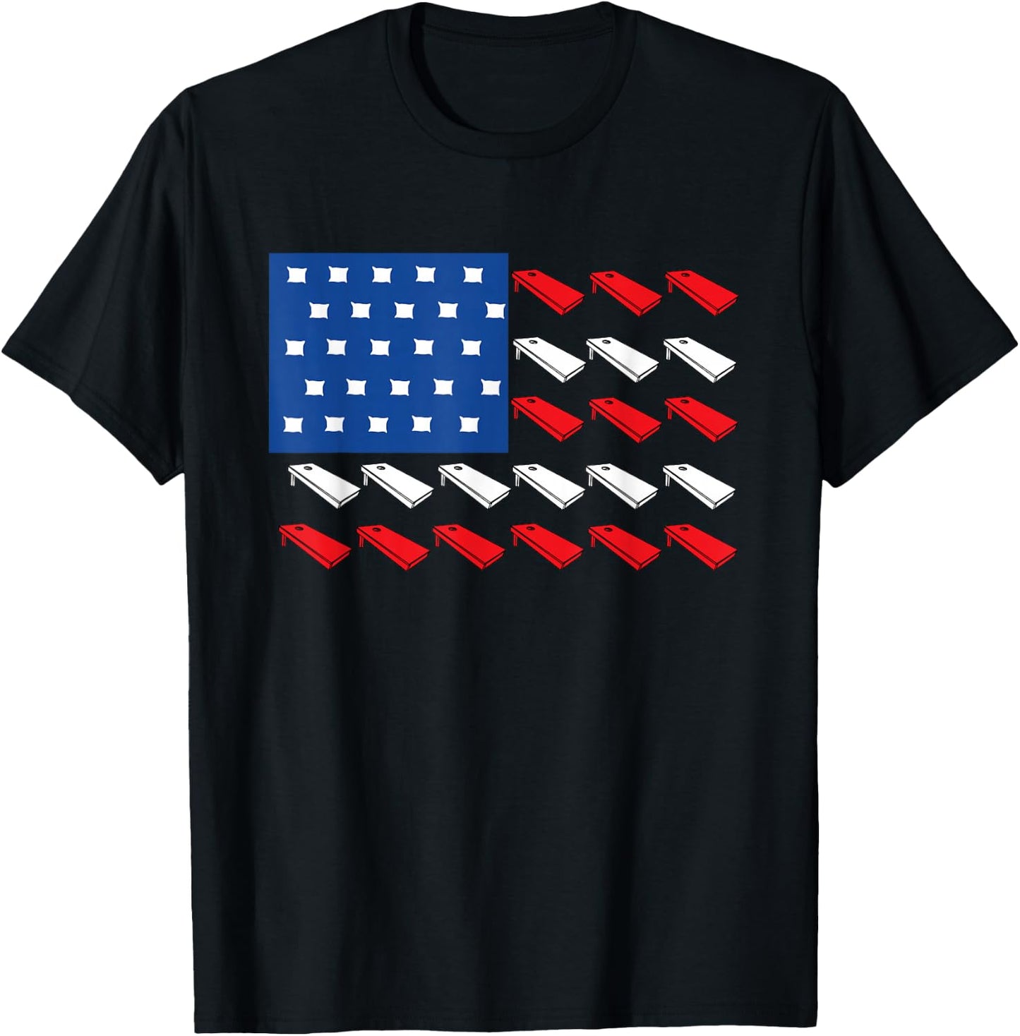 Cornhole American Flag For Player Drinking Team Men T-Shirt - T-Shirt | Black