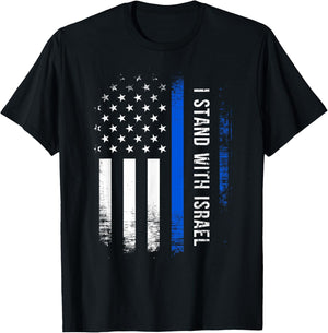 I Stand With Israel American Flag Jewish Freedom Solidarity T-Shirt - T-Shirt | Black