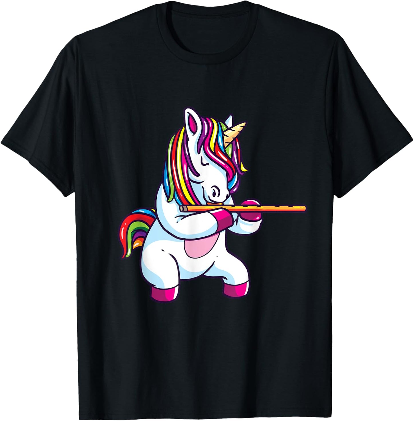 Flute Gift Shirt Marching Chapel Flute Unicorn T-Shirt - T-Shirt | Black