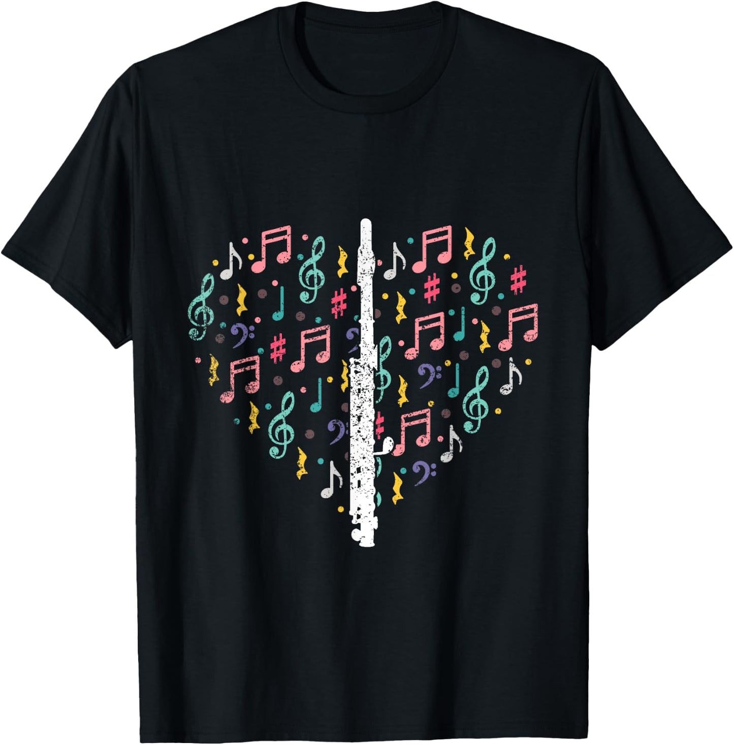 Musical Instruments Music Notes Lover Flute T-Shirt - T-Shirt | Black