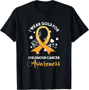 Childhood Cancer Fighter Awareness Month Wear Golden Yellow T-Shirt - T-Shirt | Black
