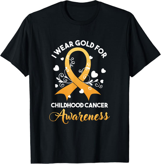 Childhood Cancer Fighter Awareness Month Wear Golden Yellow T-Shirt - T-Shirt | Black