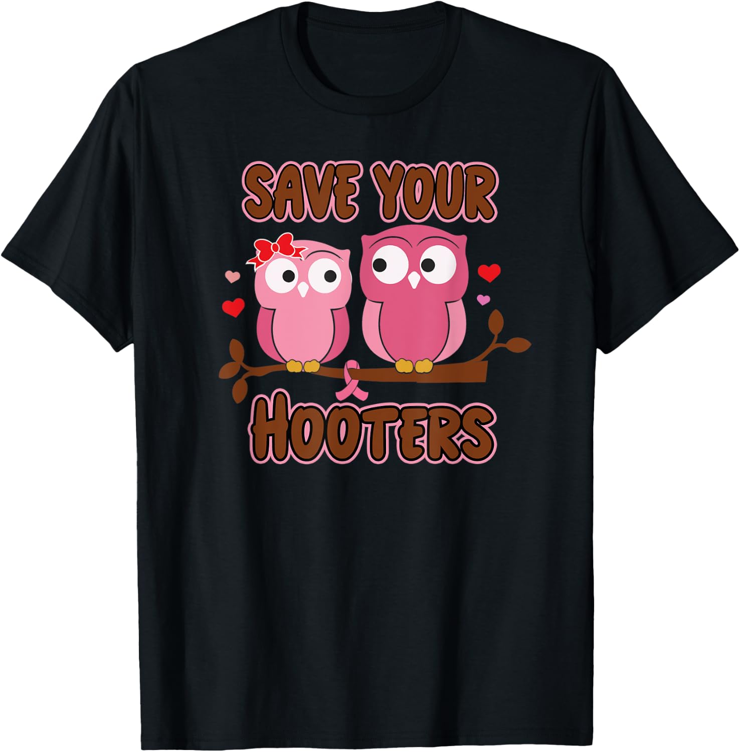 Breast Cancer Save Hooters Fight Breast Cancer T-Shirt - T-Shirt | Black