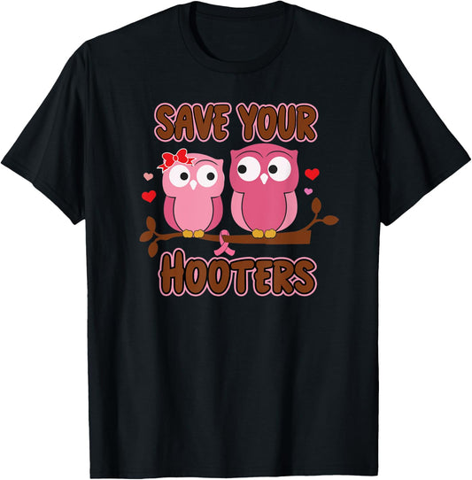 Breast Cancer Save Hooters Fight Breast Cancer T-Shirt - T-Shirt | Black