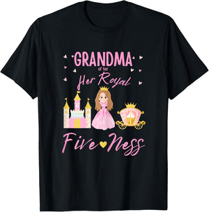Grandma 5th Birthday Her Royal Fiveness Princess Matching T-Shirt - T-Shirt | Black