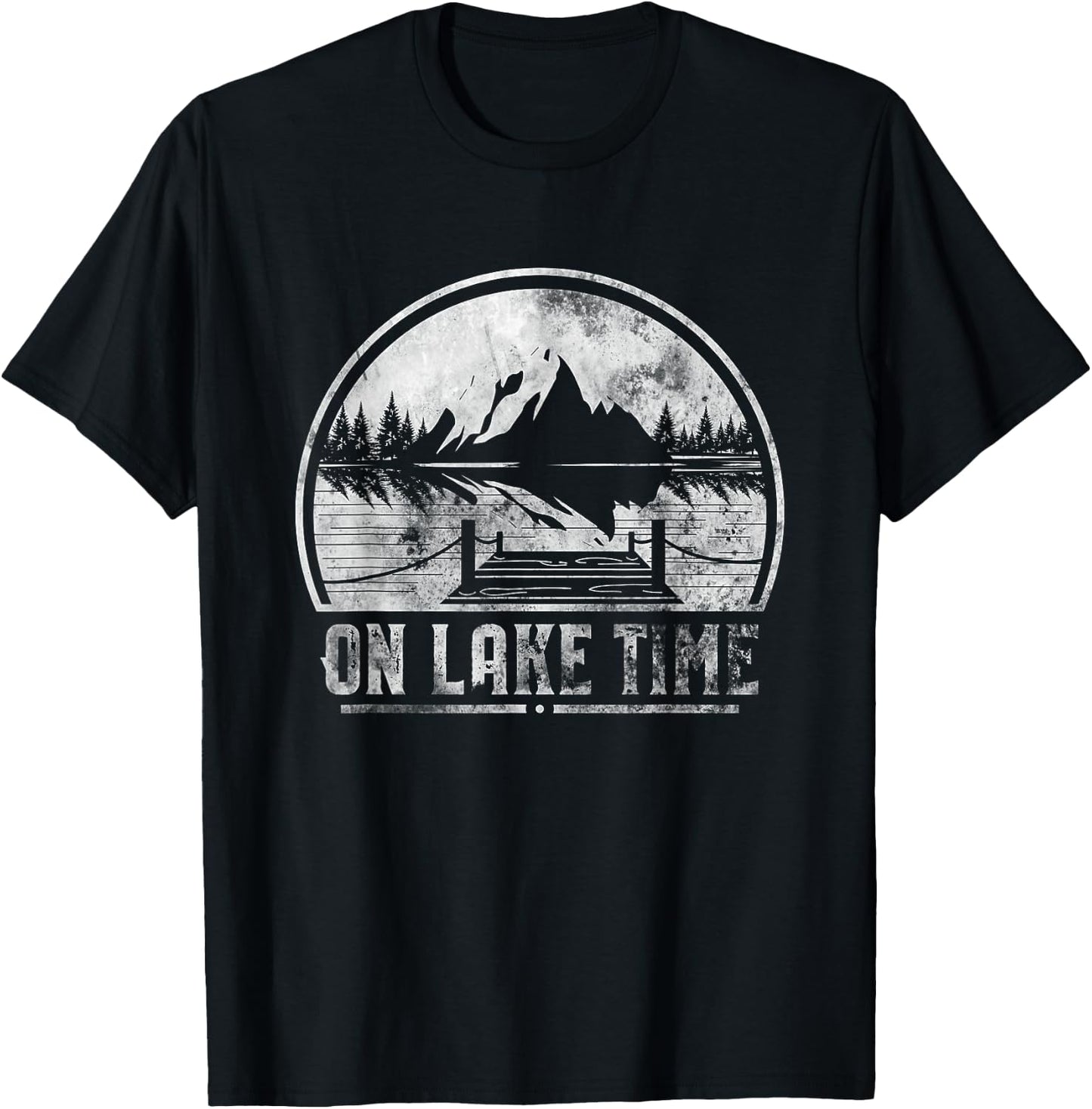 On Lake Time Summer Boating And Fishing T-Shirt - T-Shirt | Black