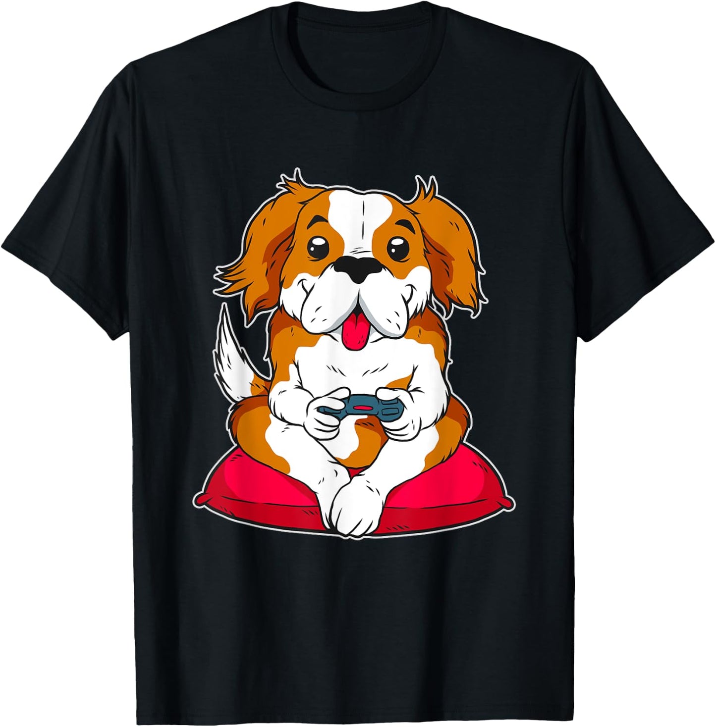 Cute Gamer Dog Gaming Women T-Shirt - T-Shirt | Black