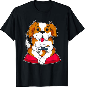 Cute Gamer Dog Gaming Women T-Shirt - T-Shirt | Black
