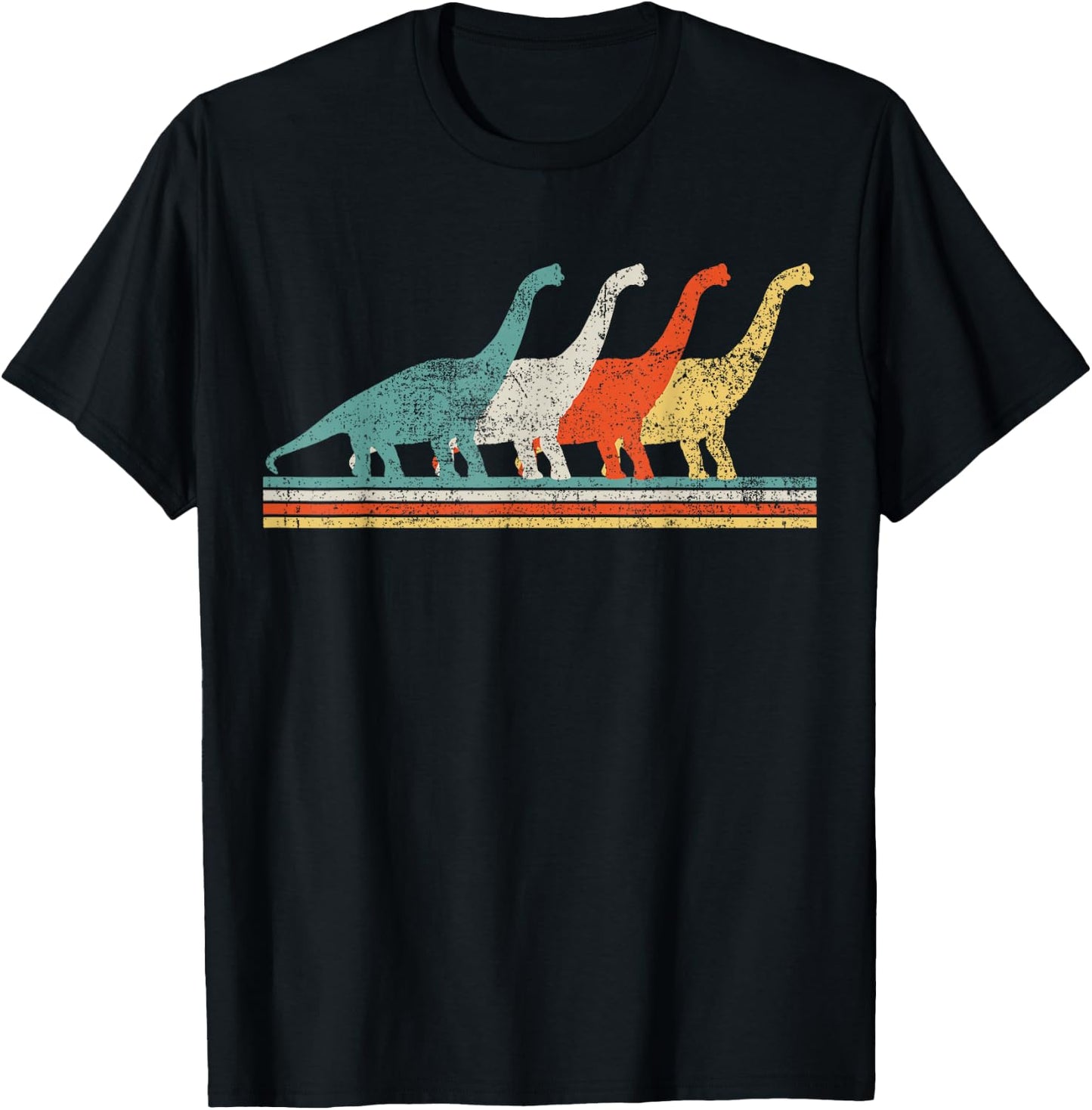Brachiosaurus Dinosaur Retro Gift T-Shirt - T-Shirt | Black