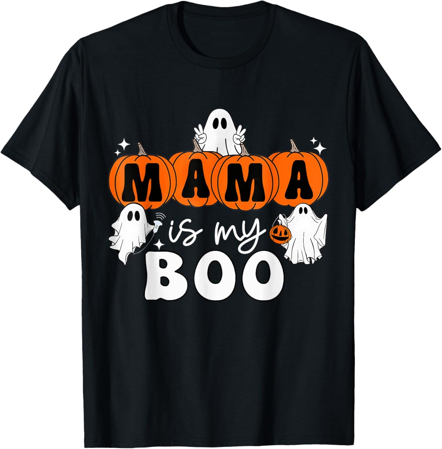 Retro Groovy Mama Is My Boo Cute Toddler Halloween Boys Girl T-Shirt - T-Shirt | Black