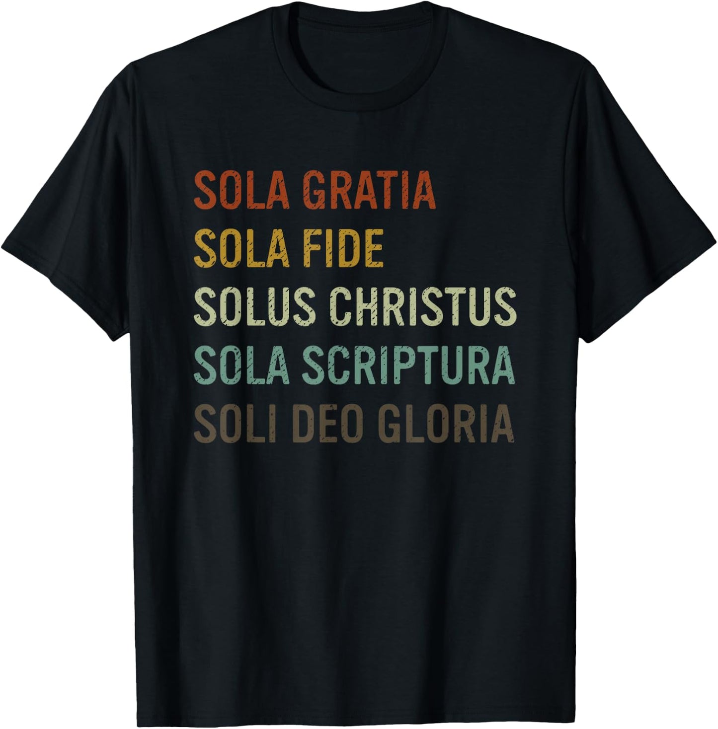5 Solas Scriptura Christian Bible Theology Retro T-Shirt - T-Shirt | Black