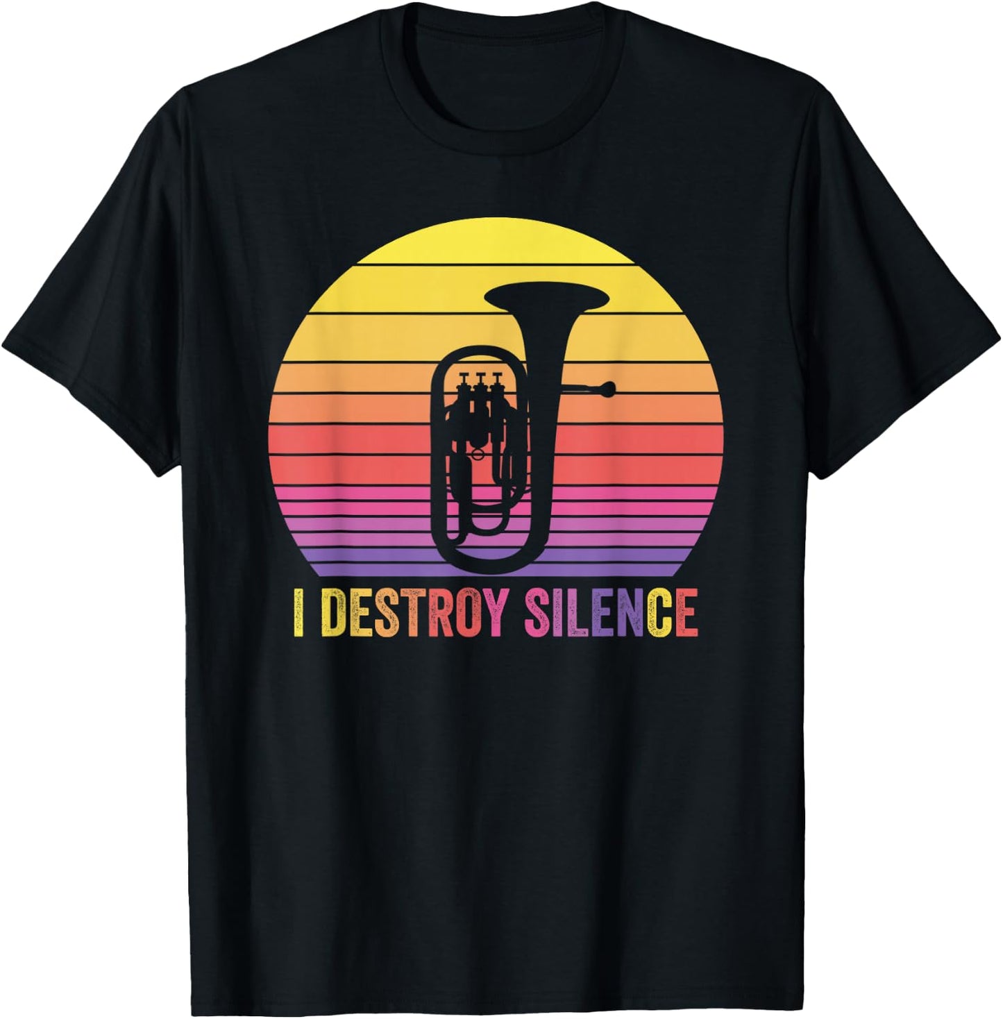Baritone Retro Vintage I Destroy Silence Funny Euphonium T-Shirt - T-Shirt | Black