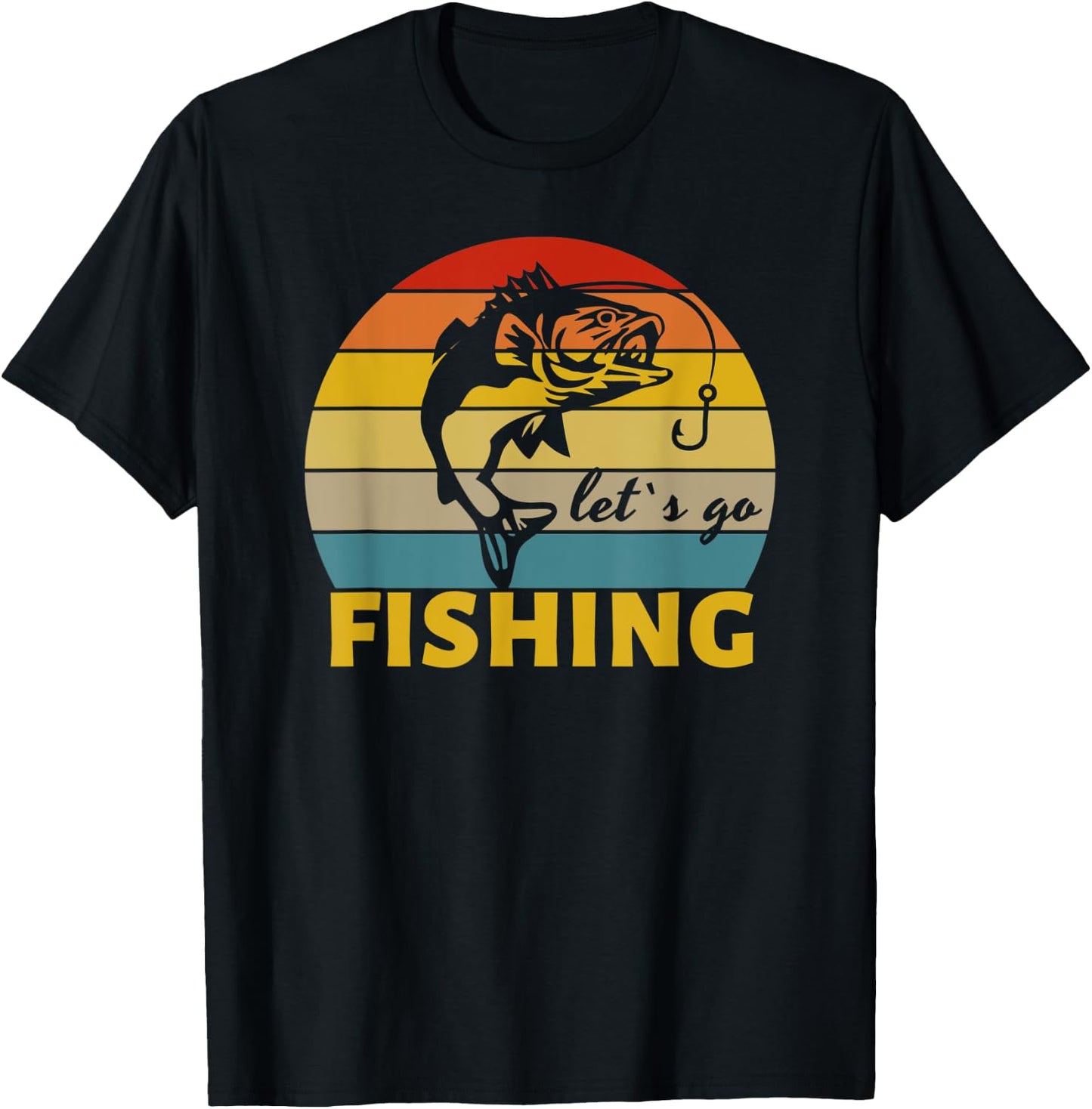 Fishing Distressed Shirt Let`s Go Fishing - Fishing T-Shirt - T-Shirt | Black