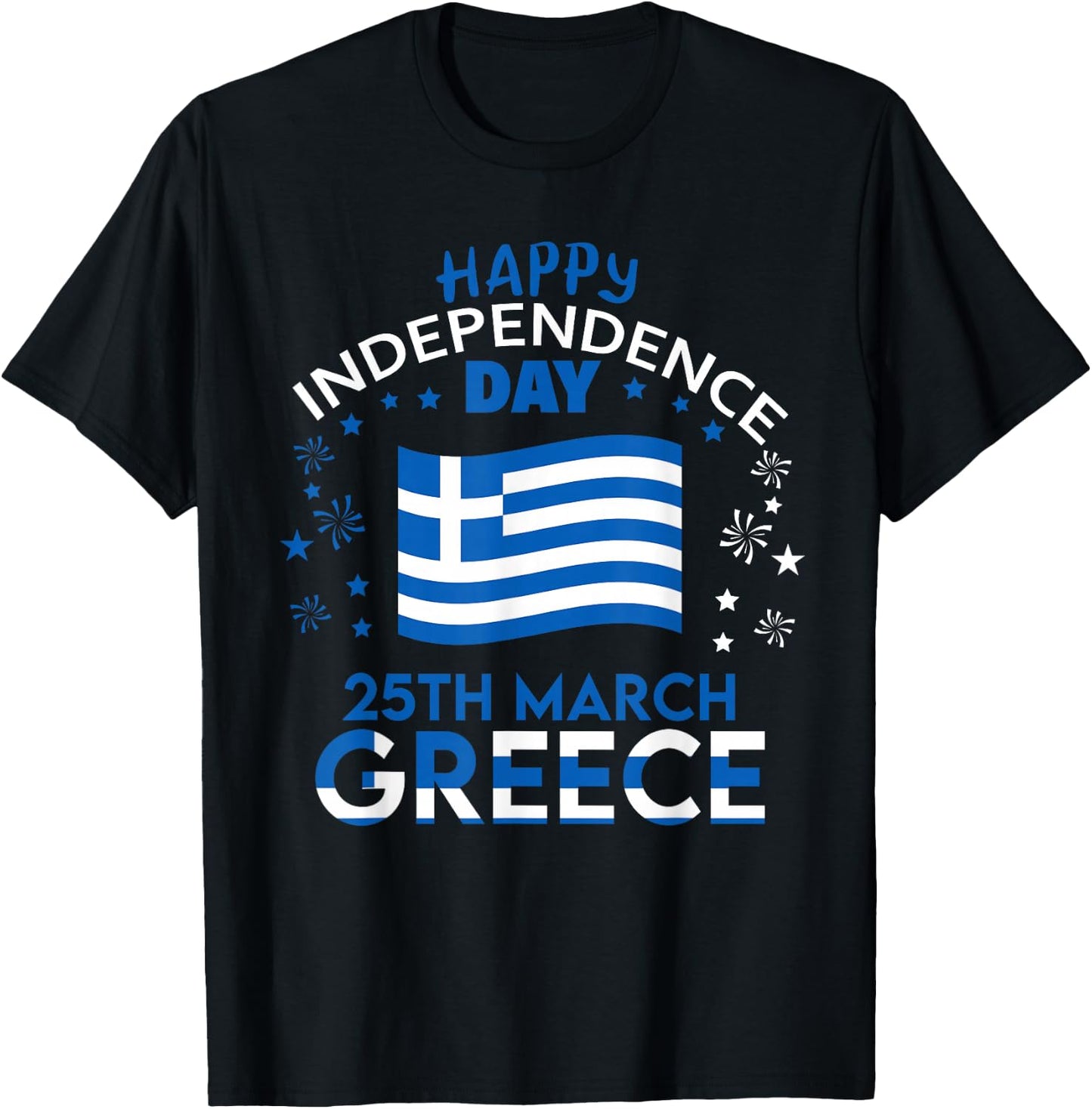 Greece 205th Independence Day Greek Pride Greece Flag T-Shirt - T-Shirt | Black