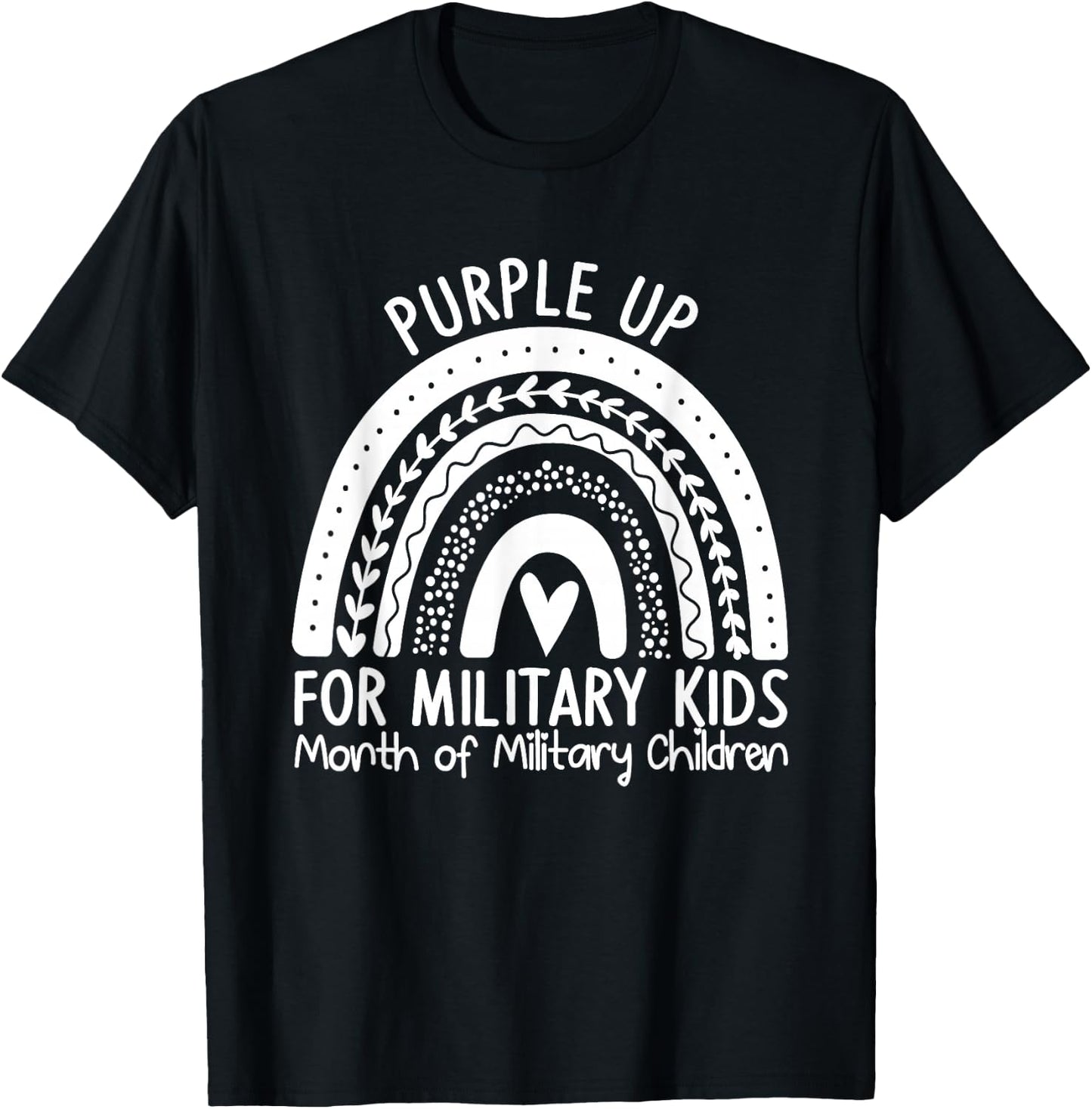 Purple Up for Military Kids Month Military Child Rainbow T-Shirt - T-Shirt | Black